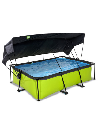 Бассейн каркасний, EXIT с тентом 220х150х65 см "Лайм"